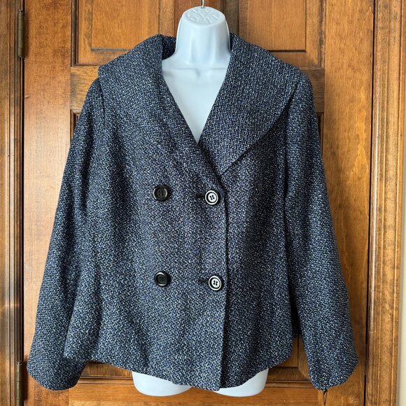 NWT Calvin Klein Blue Iris Double Breasted Short Jacket 18W